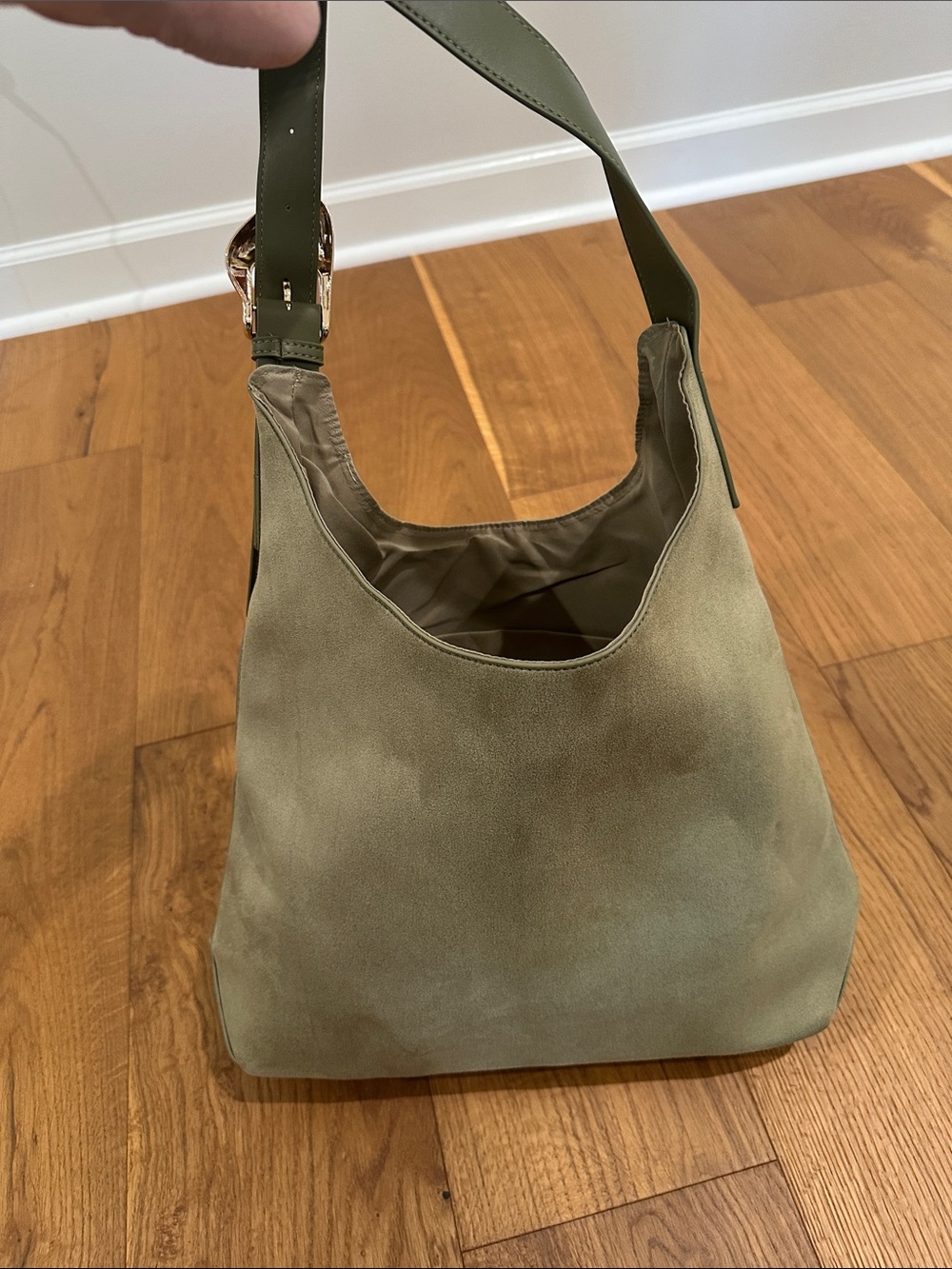Saks Fifth Avenue tan Faux Suede/ faux leather bag. New/ never used.